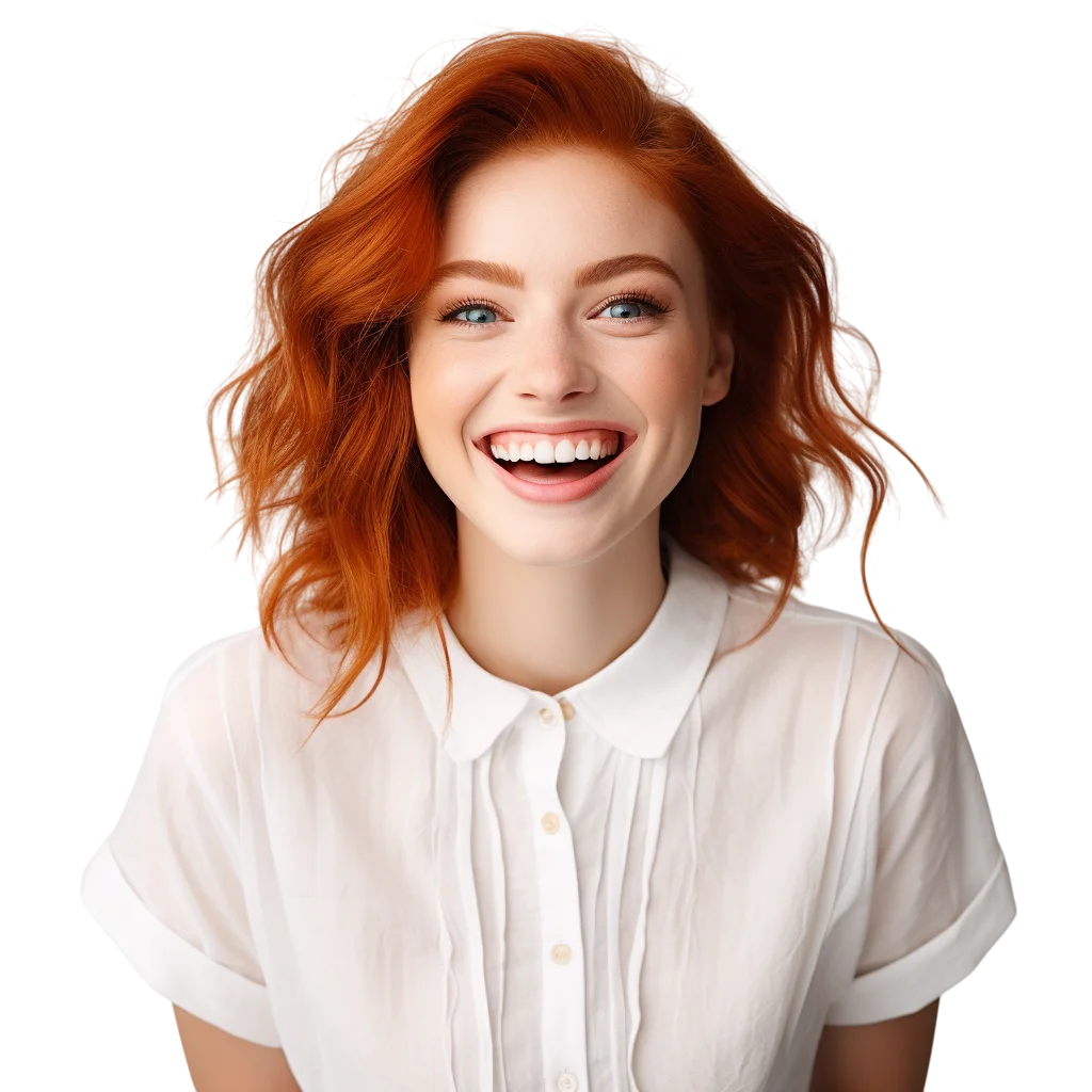 Smiling Red-Haired Woman Portrait Free PNG