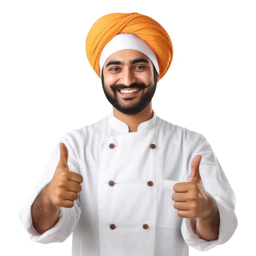 Smiling Chef in Orange Turban Giving Thumbs Up Free PNG