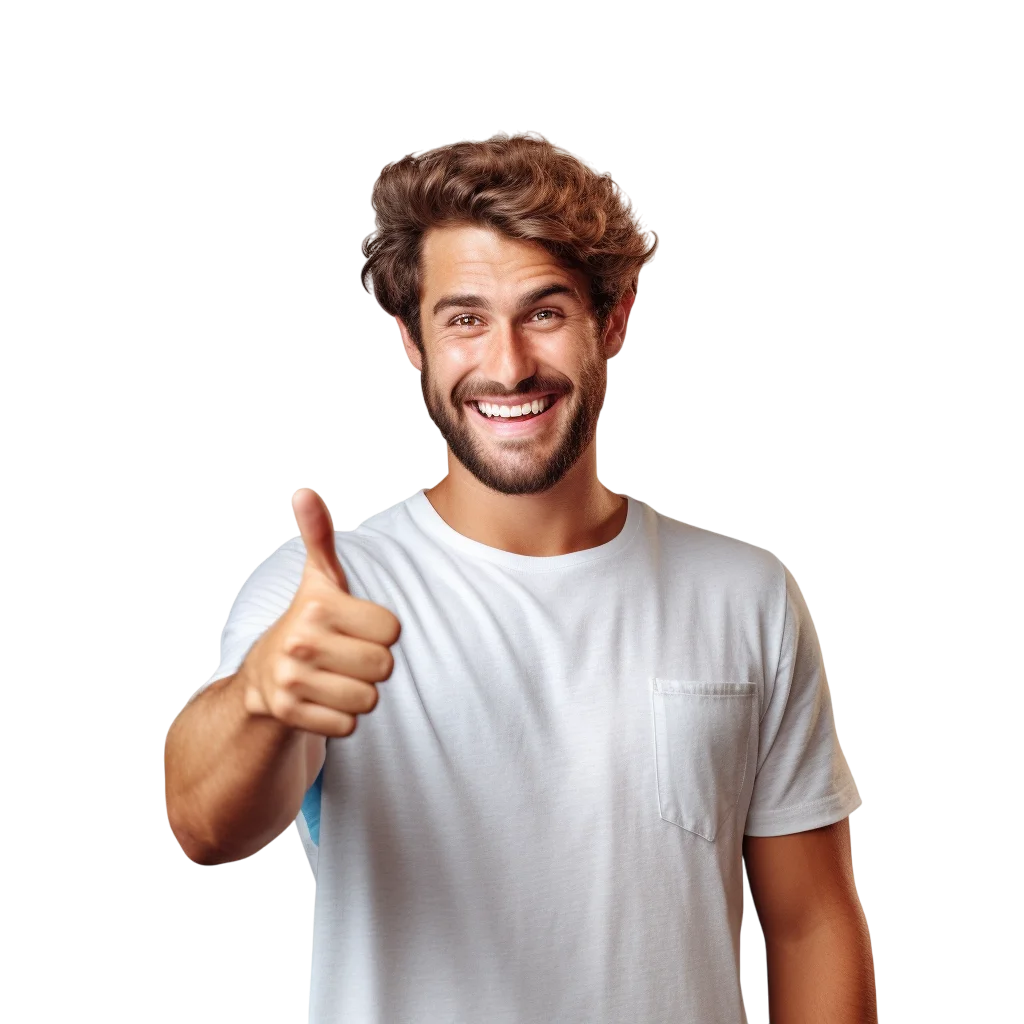 Smiling Bearded Man Giving Thumbs-Up Free PNG