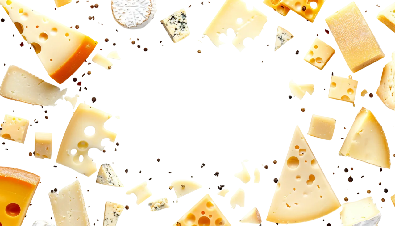 Assorted Cheese Pieces Frame with Open Center | Free PNG