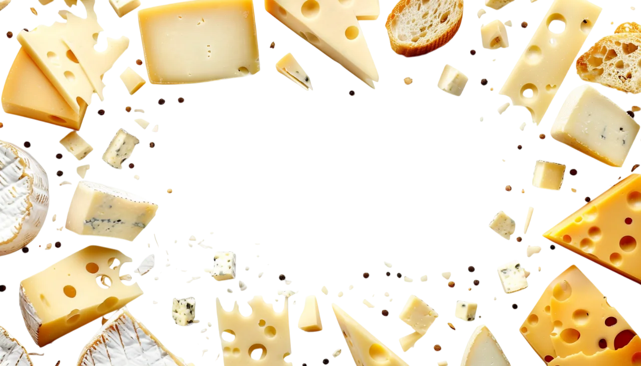 Floating Cheese Assortment Frame Free PNG