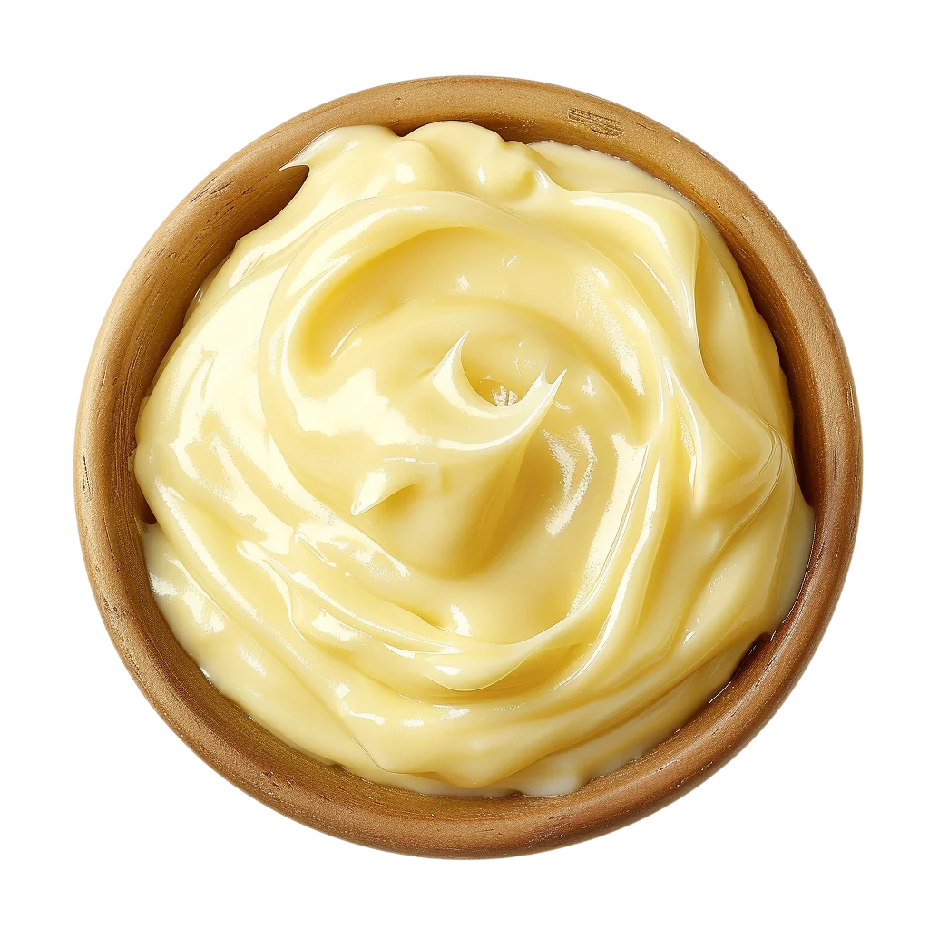 Glossy Mayonnaise in a Wooden Bowl – Free PNG