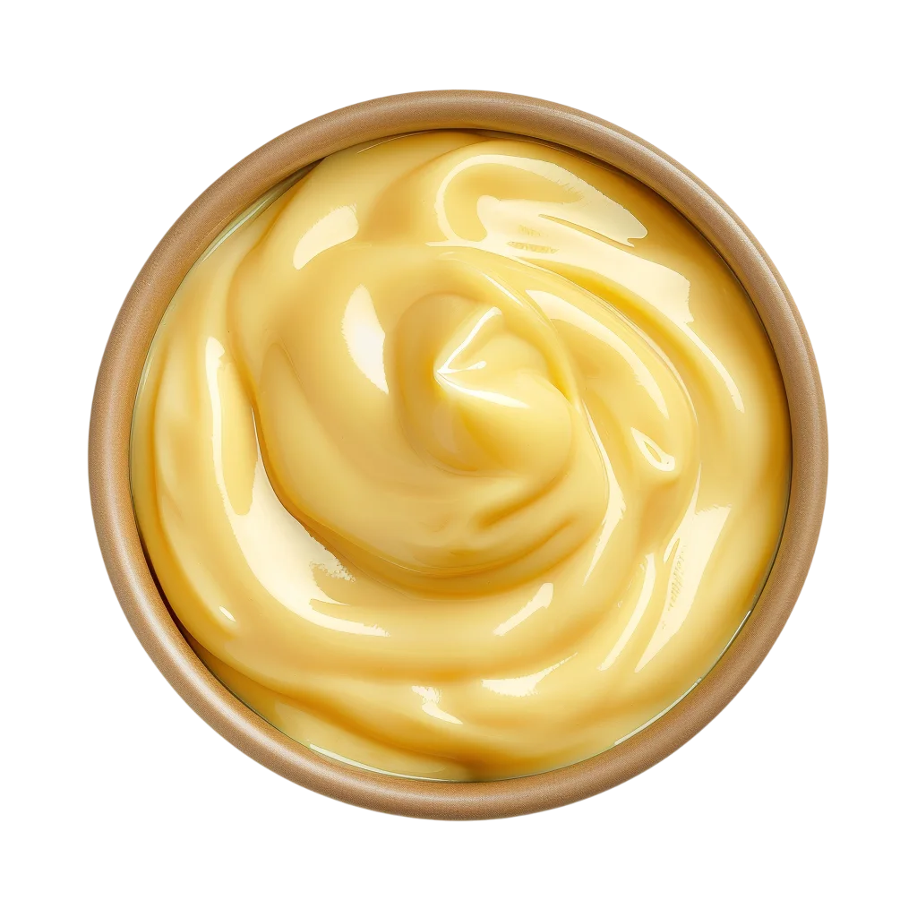 Glossy Golden Sauce in a Wooden Bowl Free PNG