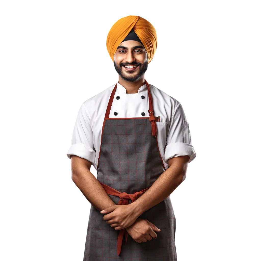 Smiling Chef in Orange Turban and Apron Free PNG
