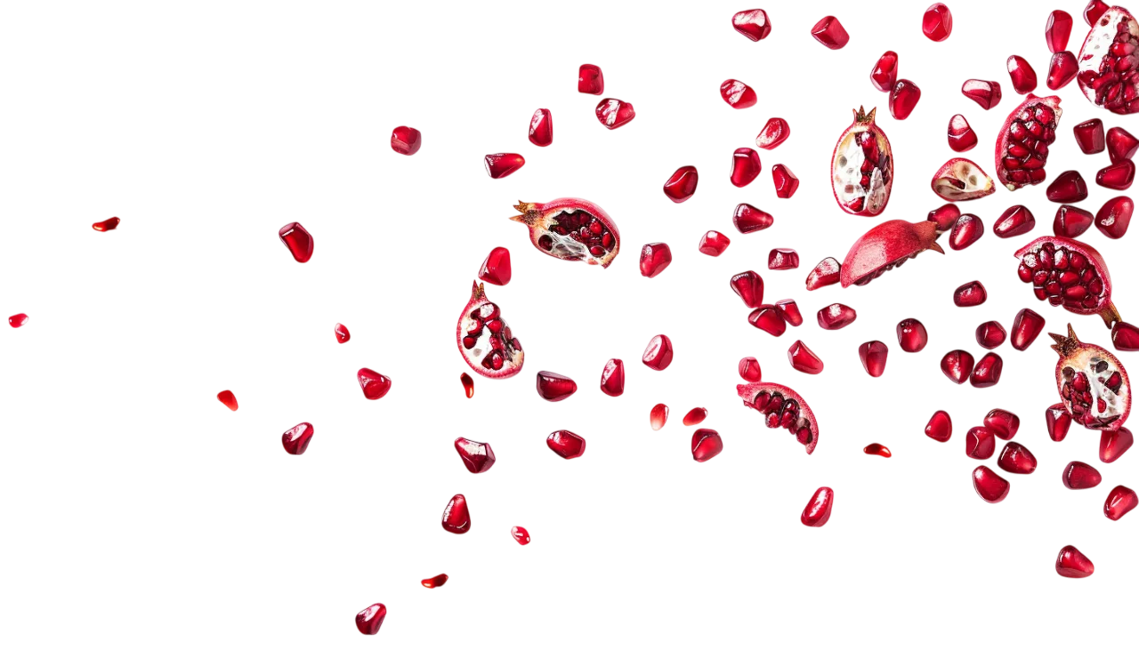 Scattered Pomegranate Seeds and Halves Free PNG