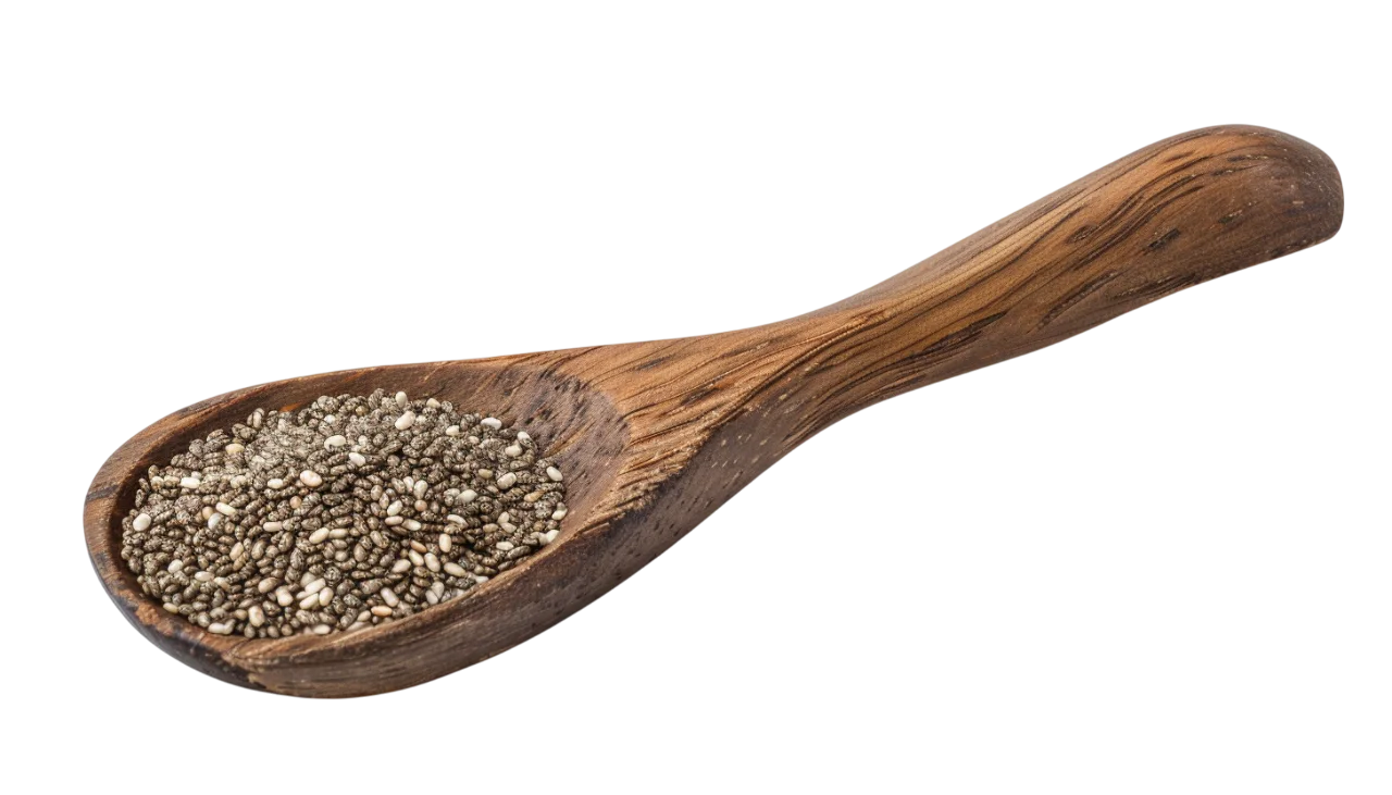 Wooden Spoon Filled with Chia Seeds Free PNG