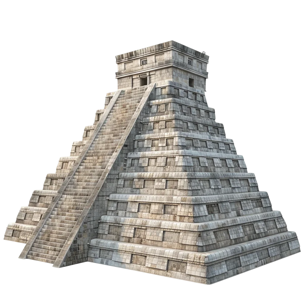 Mesoamerican Stone Step Pyramid with Staircase Free PNG
