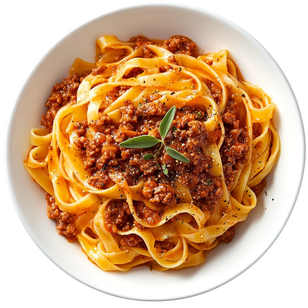 Tagliatelle Pasta with Meat Sauce and Sage – Free PNG