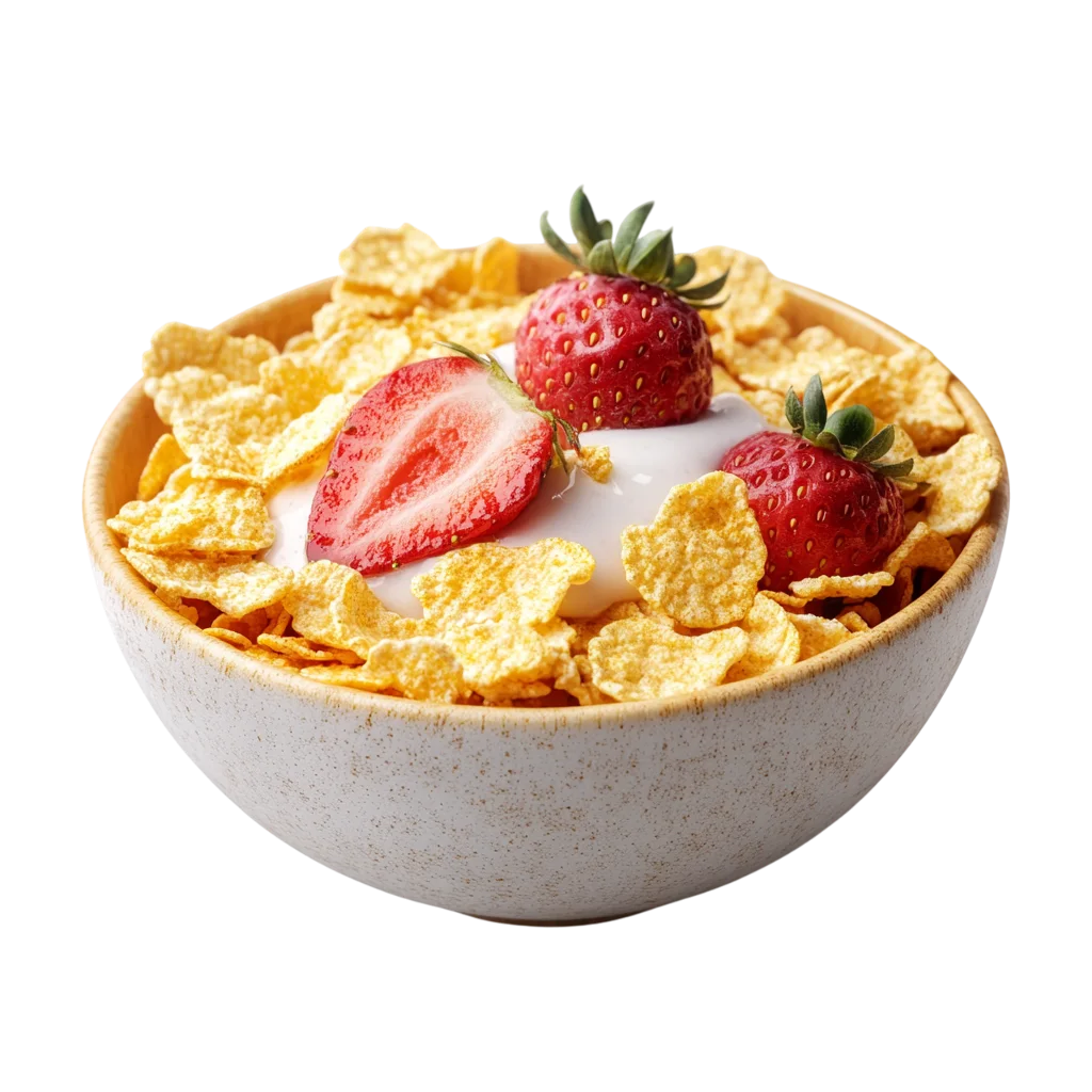 Cornflakes with Strawberries in a Bowl | Free PNG