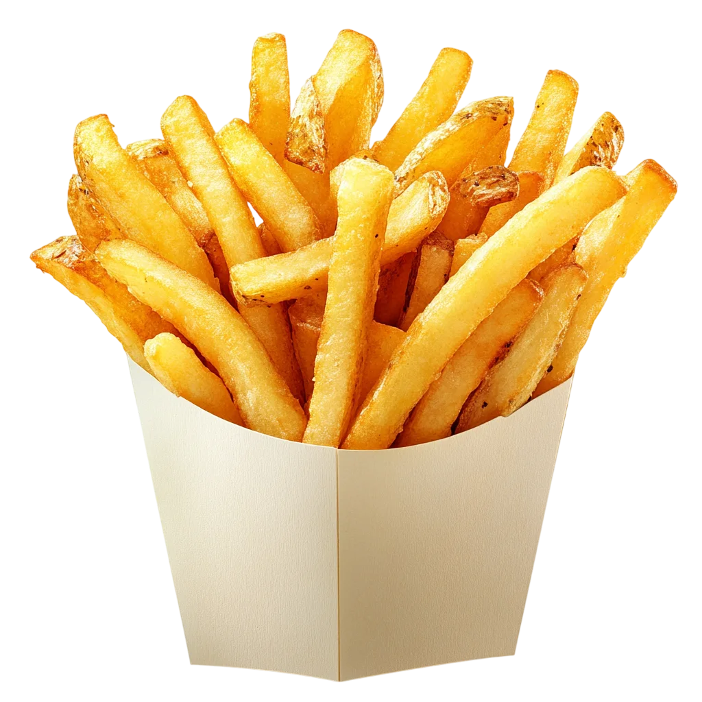 Golden French Fries in a Paper Carton | Free PNG
