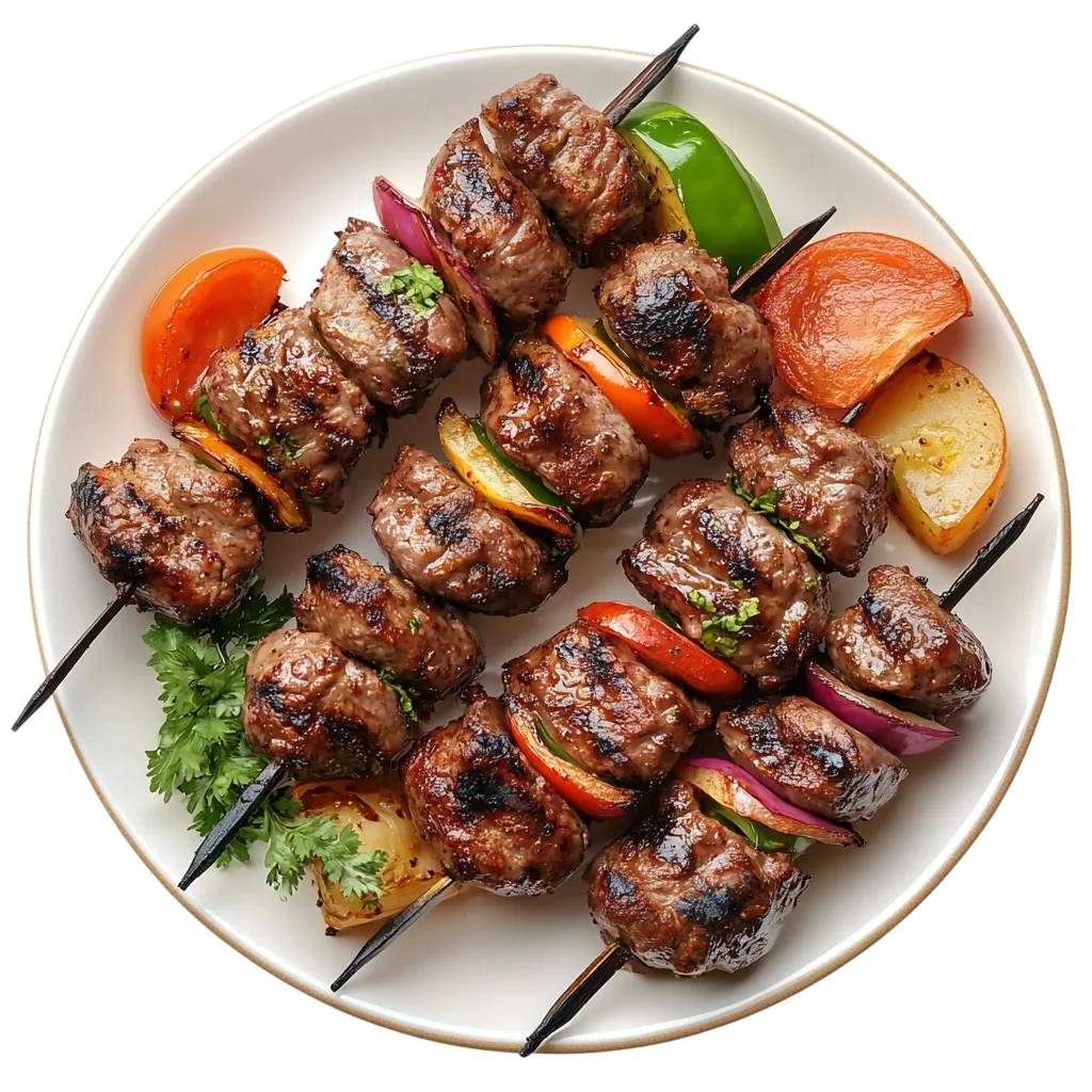 Grilled Meat Skewers with Vegetables – Free PNG