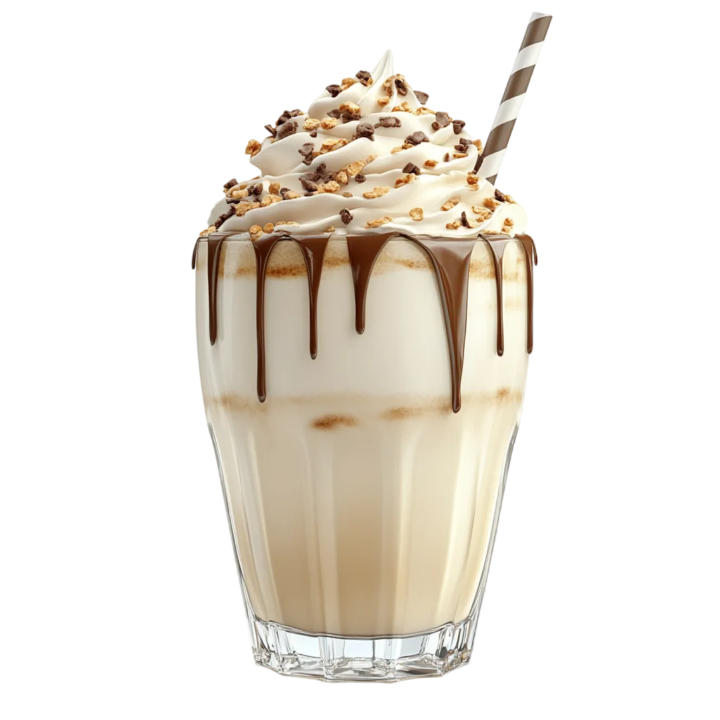 Vanilla Milkshake with Chocolate Drizzle and Whipped Cream | Free PNG