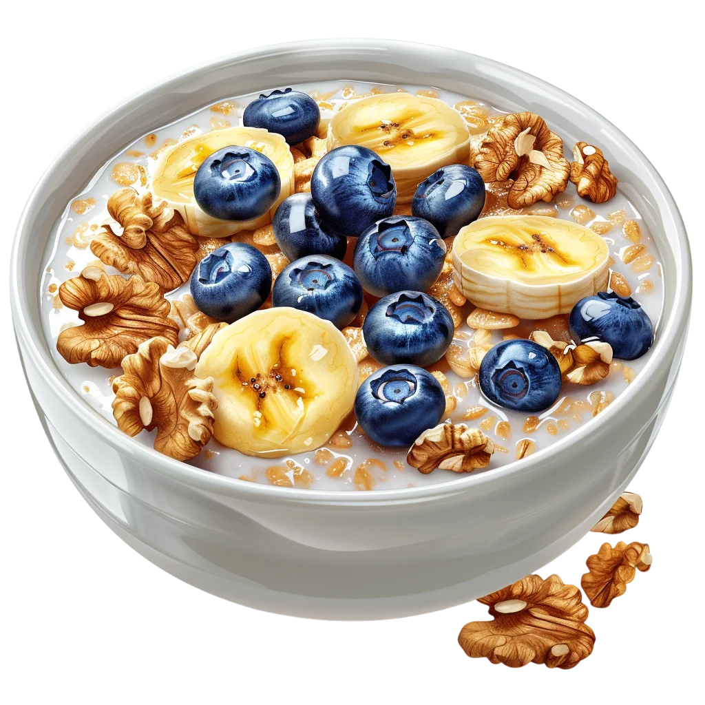 Blueberry Banana Walnut Breakfast Bowl Free PNG