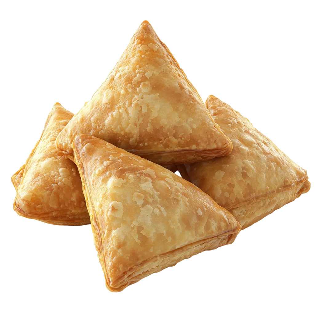 Golden Triangular Samosas on Transparent Background Free PNG