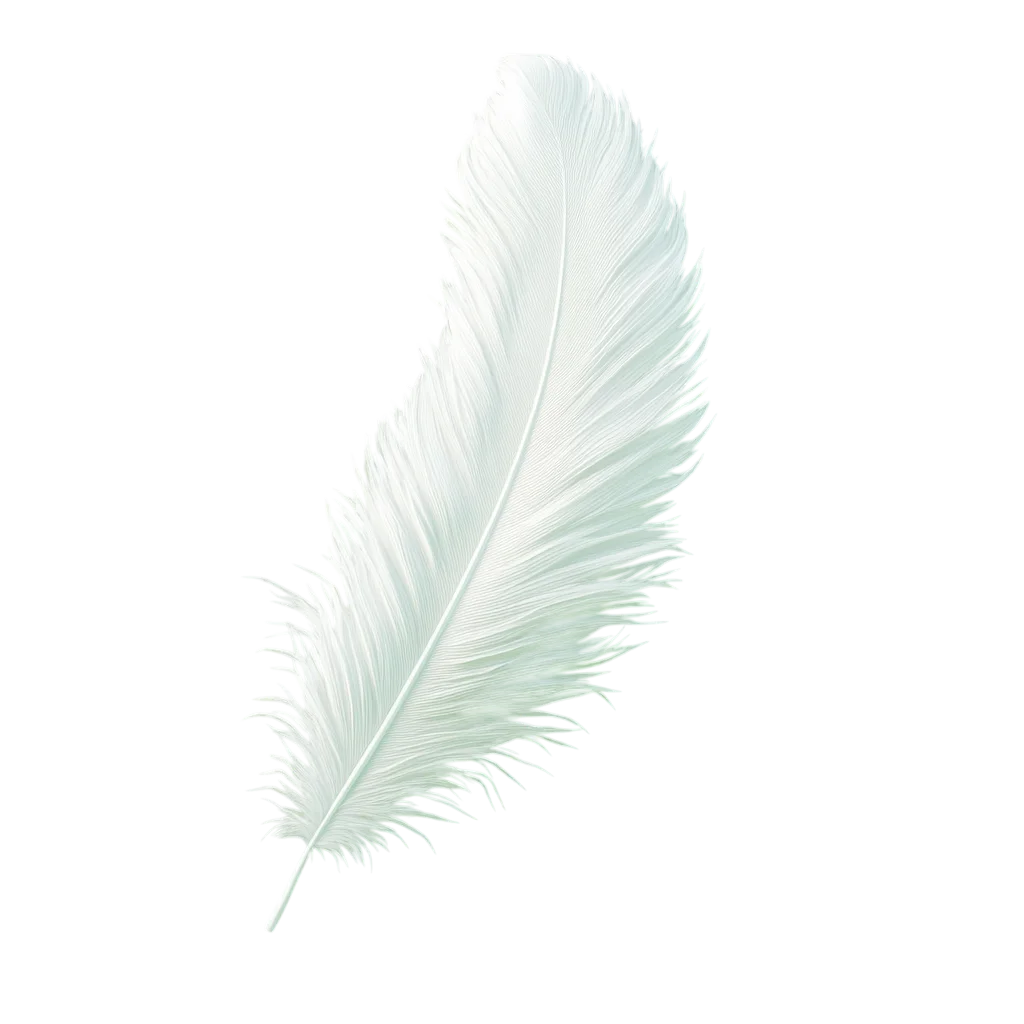 White Feather with Soft Mint Detail - Free PNG