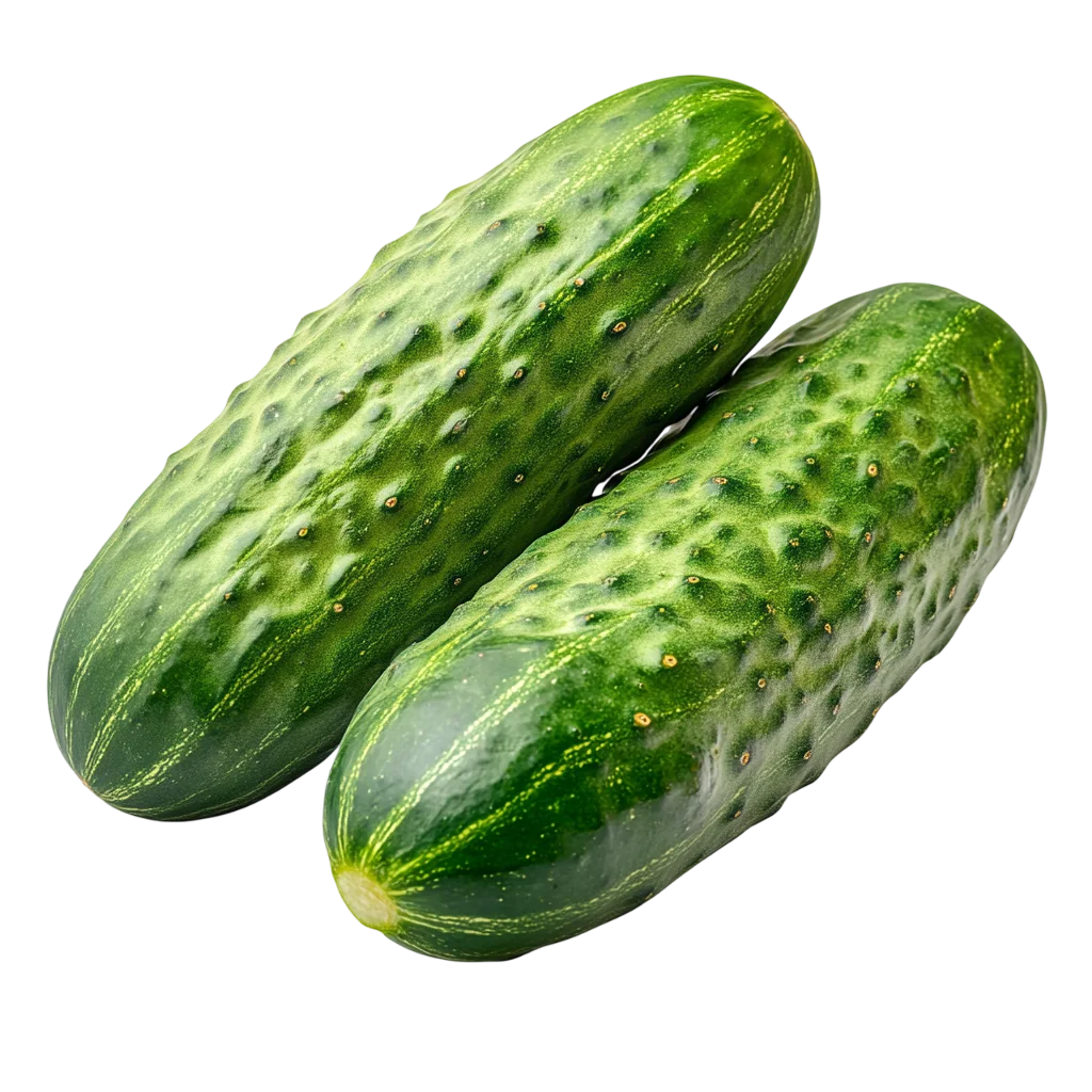 Fresh Green Whole Cucumbers Pair PNG