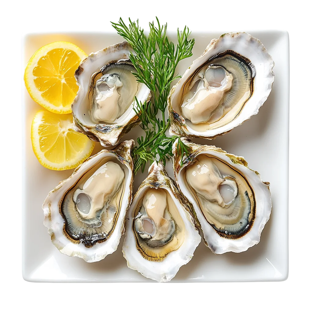 Fresh Oysters On Ice With Herbs PNG