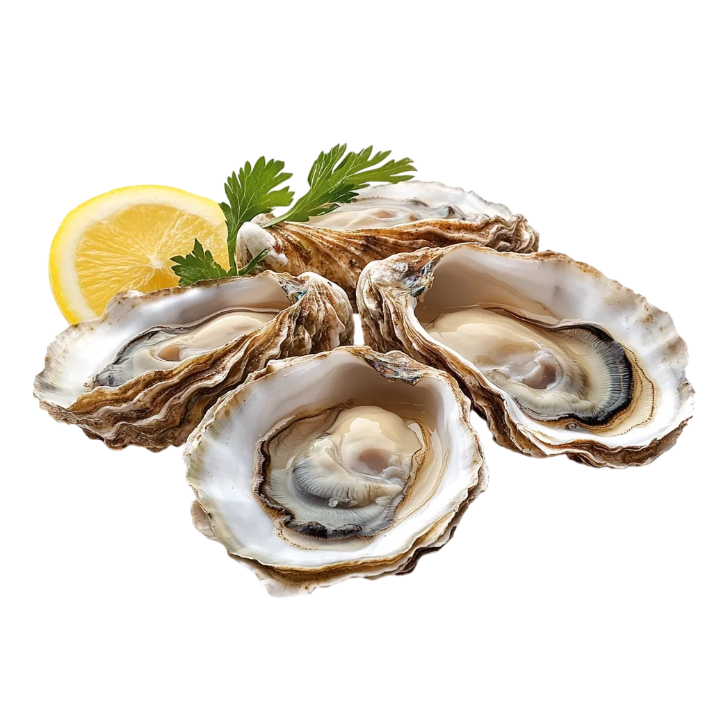 Fresh Raw Oysters Platter With Lemon PNG