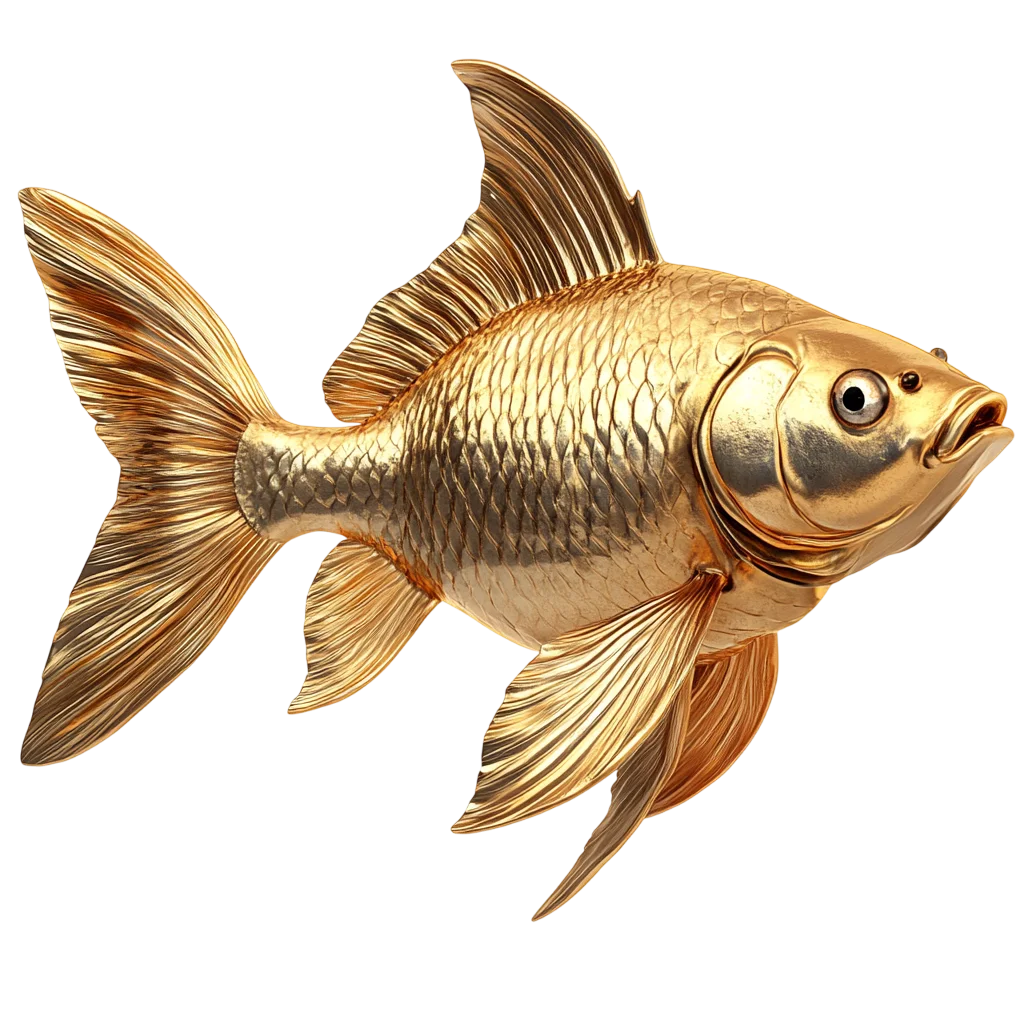 Golden Ornamental Fish with Flowing Fins Free PNG