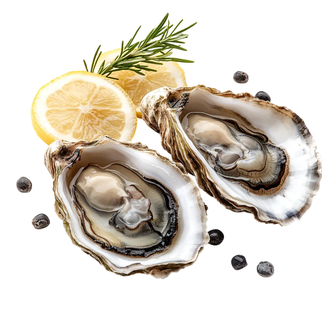 Fresh Raw Oysters With Lemon Platter PNG