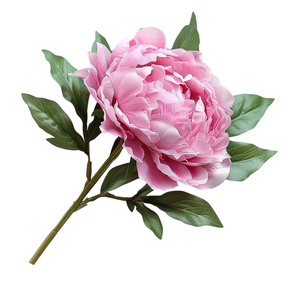 Fresh Pink Peony Flower Stem Branch PNG