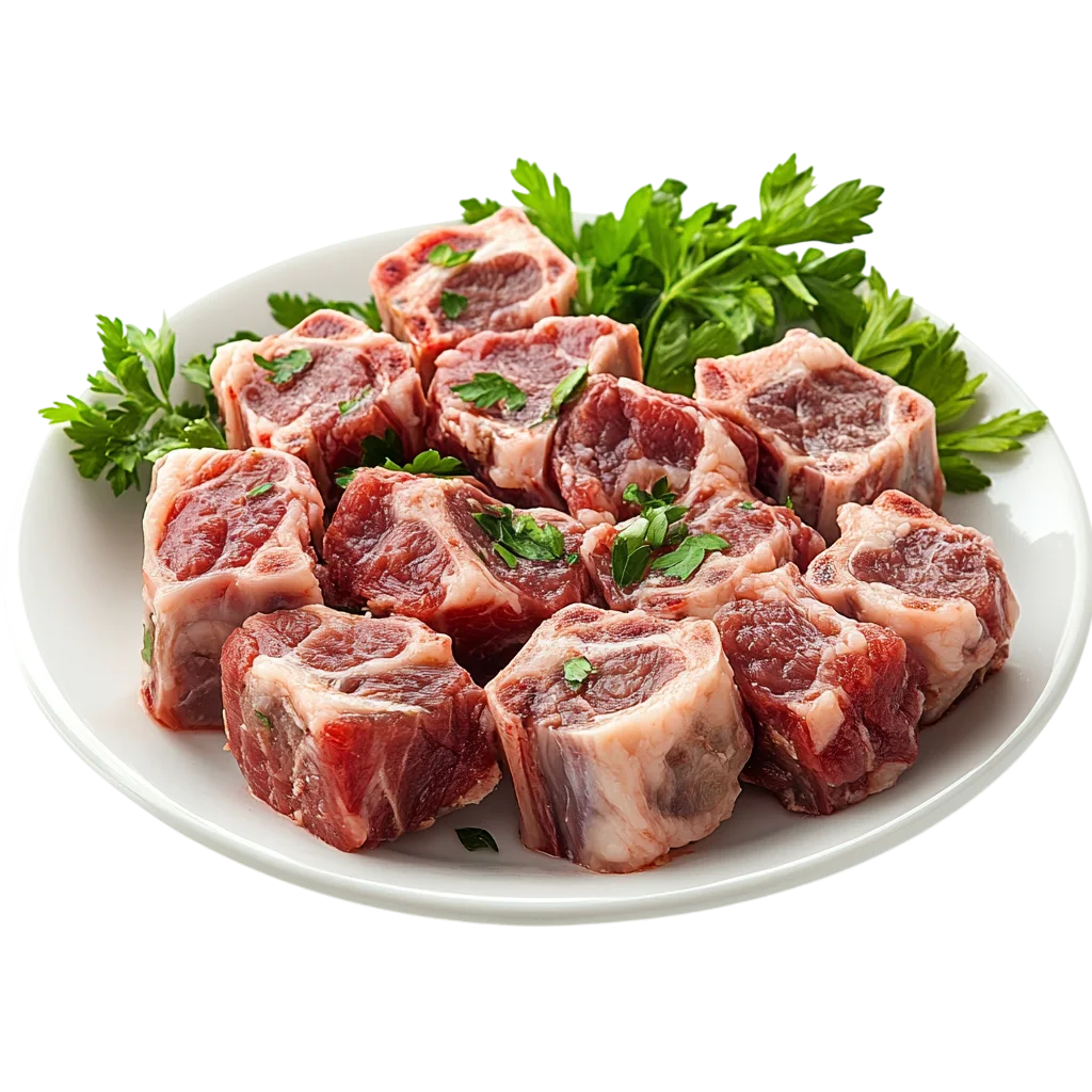 Fresh Raw Beef Chunks Plate Assortment PNG