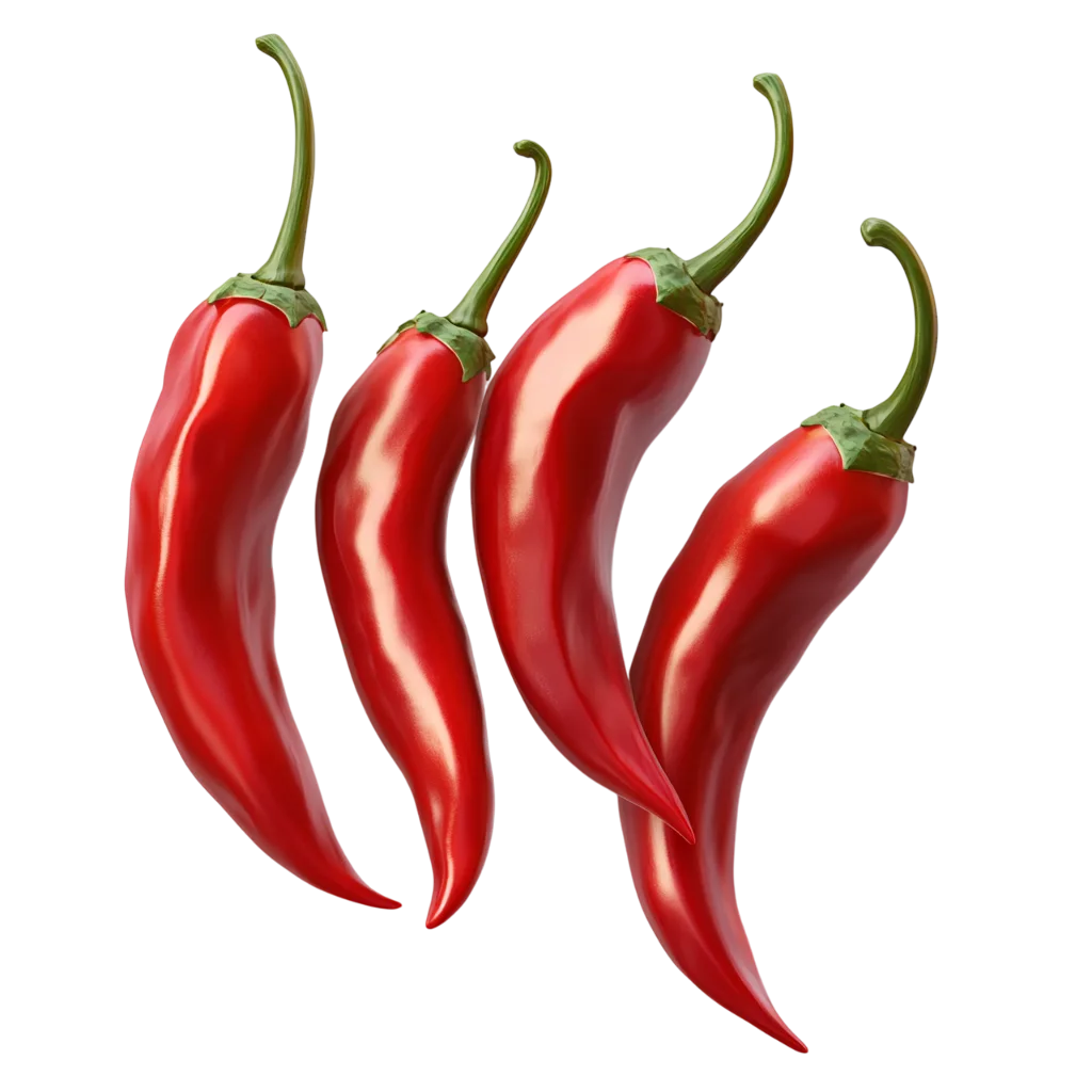 Fresh Red Chili Peppers Bunch Group PNG