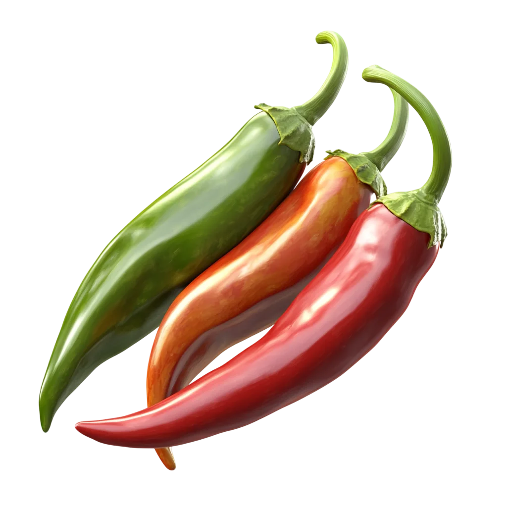 Fresh Colorful Chili Peppers Assortment PNG