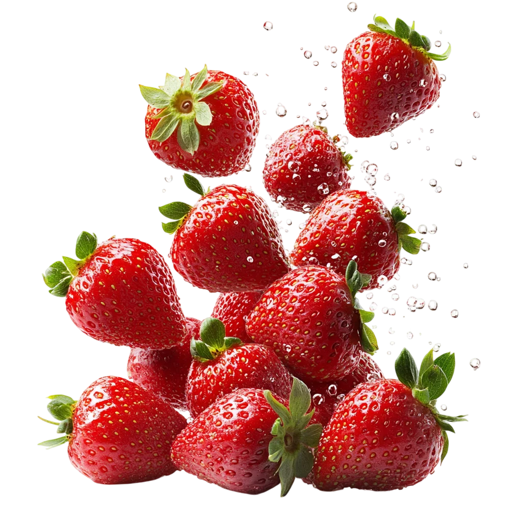 Fresh Red Strawberry Cluster Bunch PNG