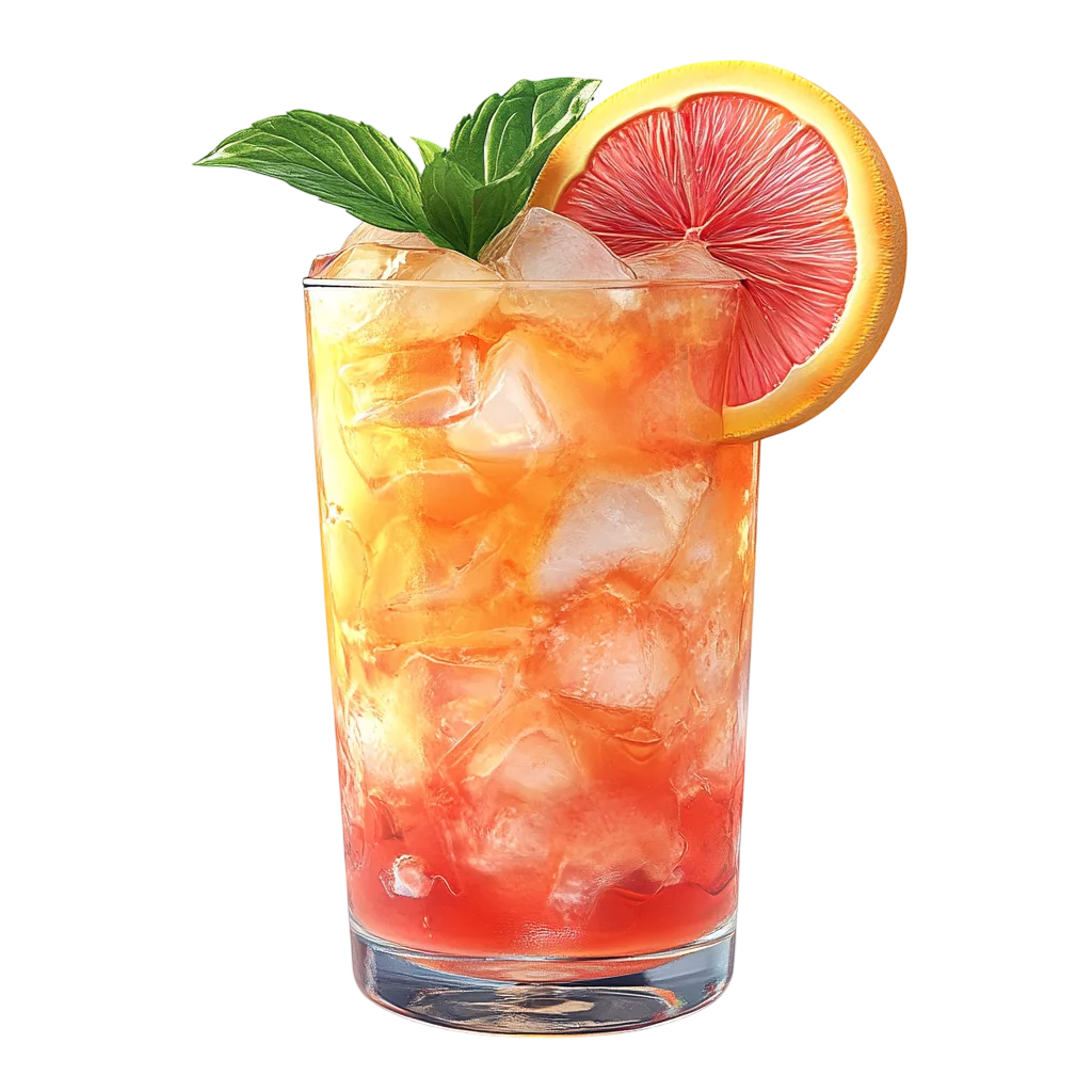 Tall Glass Of Iced Red Fruit Drink PNG