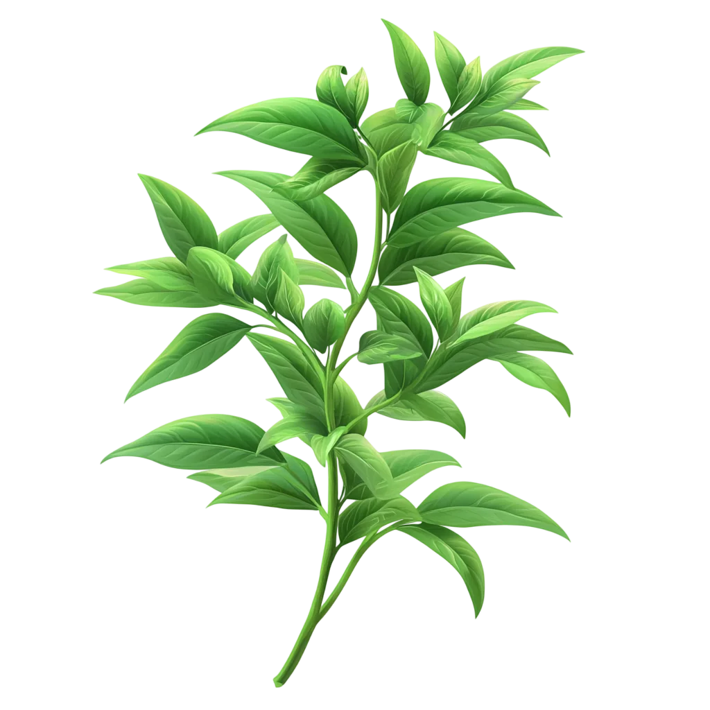 Fresh Green Leafy Shrub Branch Small PNG