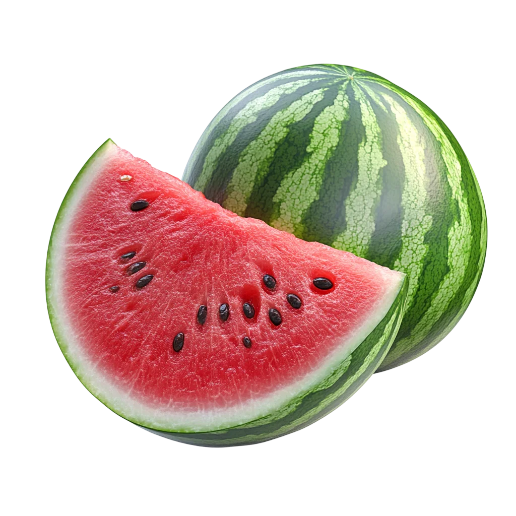 Fresh Watermelon Slice And Whole Melon PNG