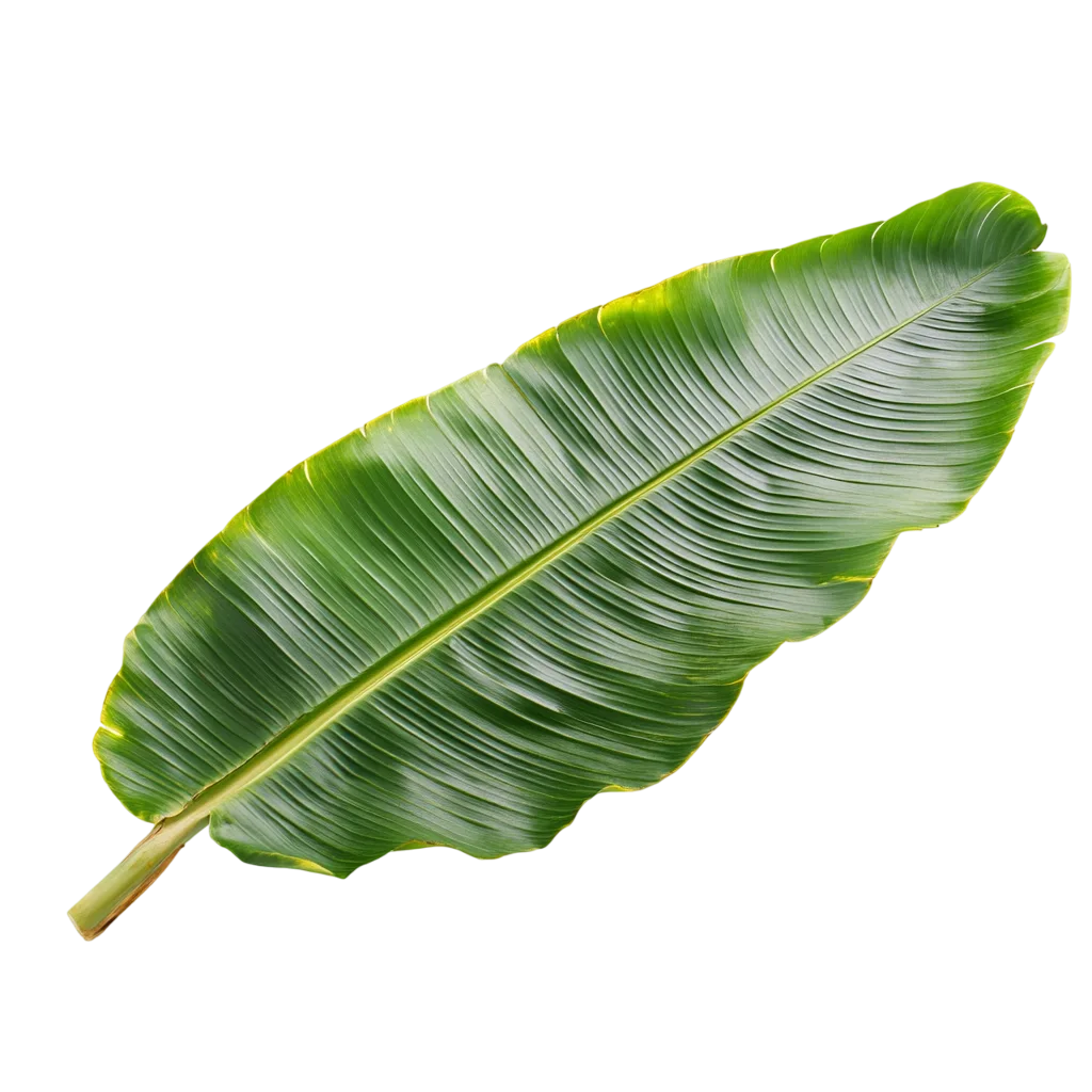 Fresh Green Banana Leaf Detailed View PNG