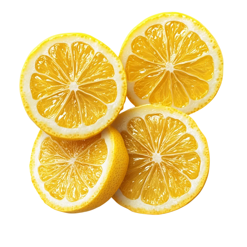 Fresh Yellow Lemon Slices Arrangement PNG