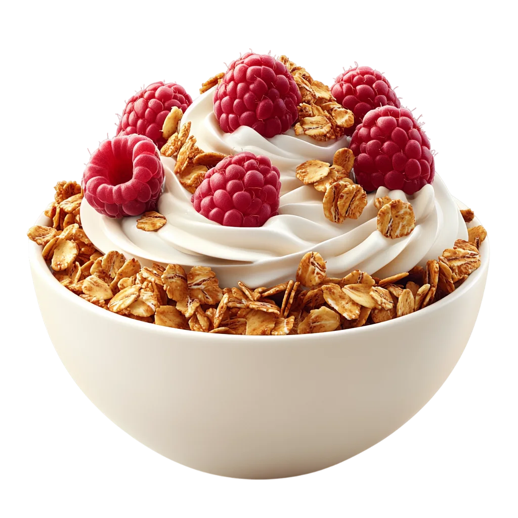 Fresh Cream Yogurt Granola Bowl Berries PNG