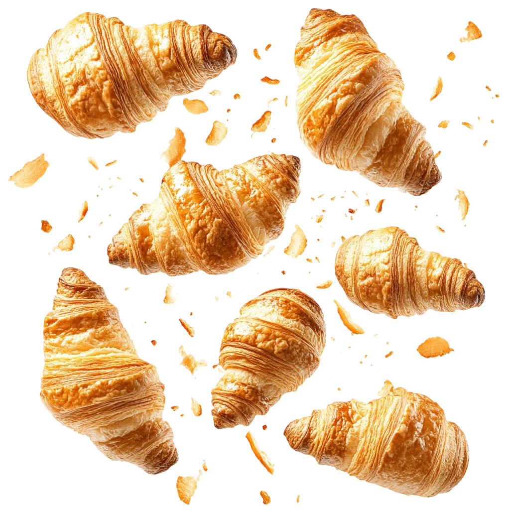 Scattered Golden Mini Croissants Pattern PNG