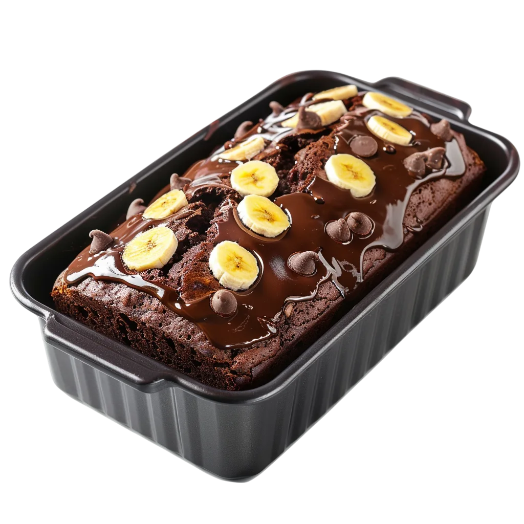 Fresh Baked Chocolate Banana Loaf Tray PNG