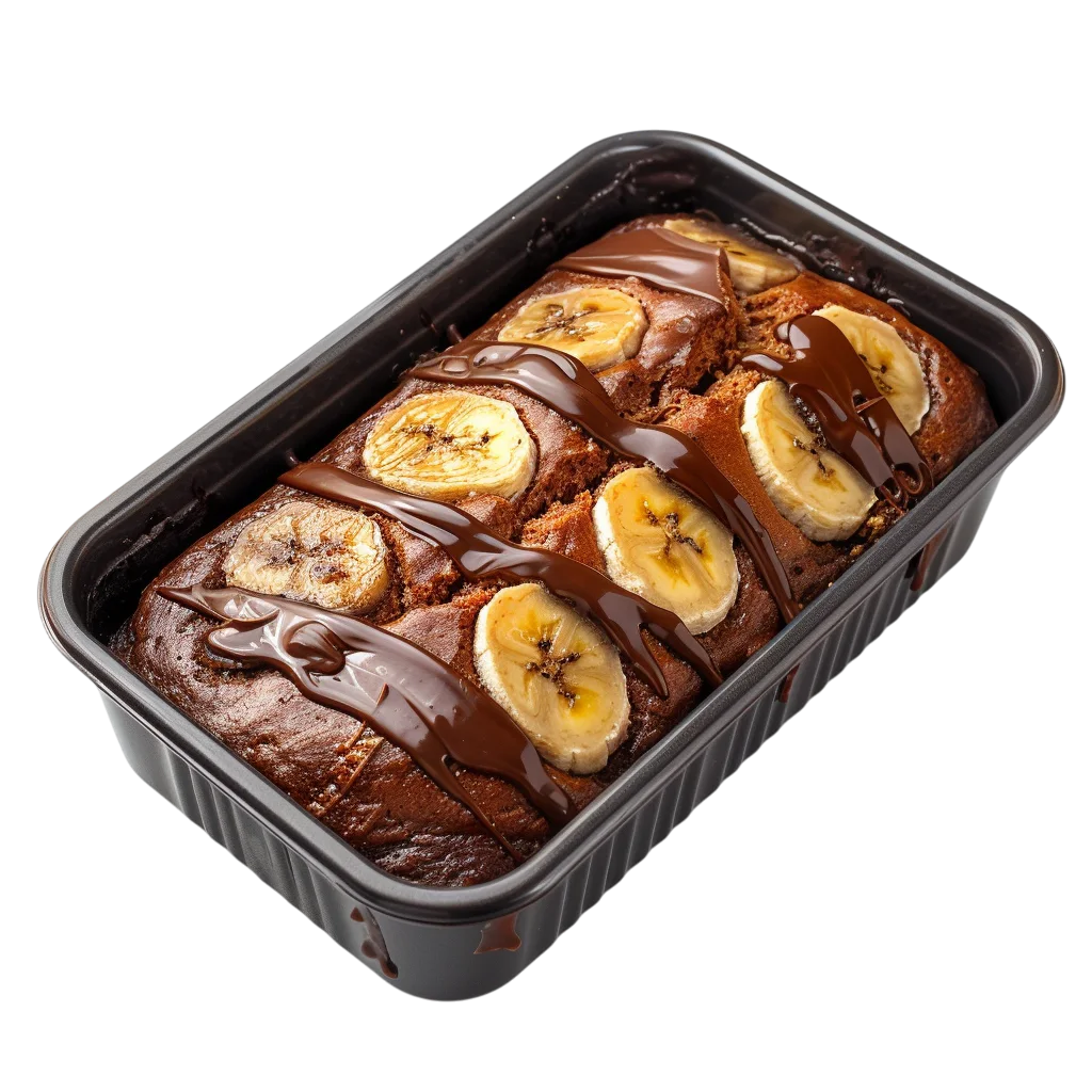 Fresh Baked Chocolate Banana Loaf Pan PNG