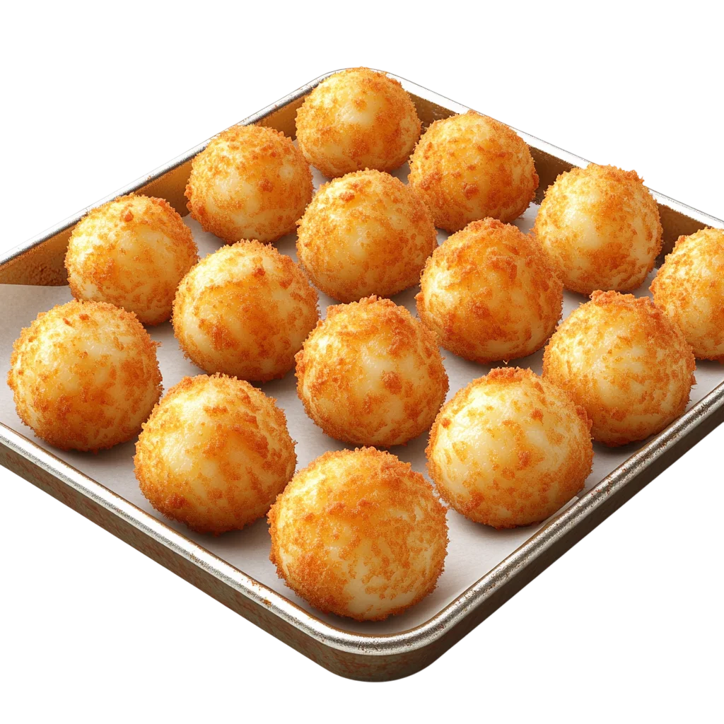 Crispy Baked Potato Balls Metal Tray PNG