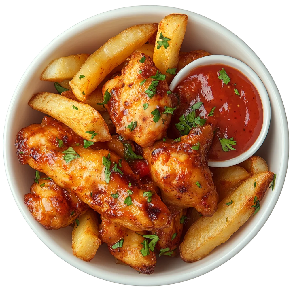 Crispy Fried Chicken Wings And Fries PNG
