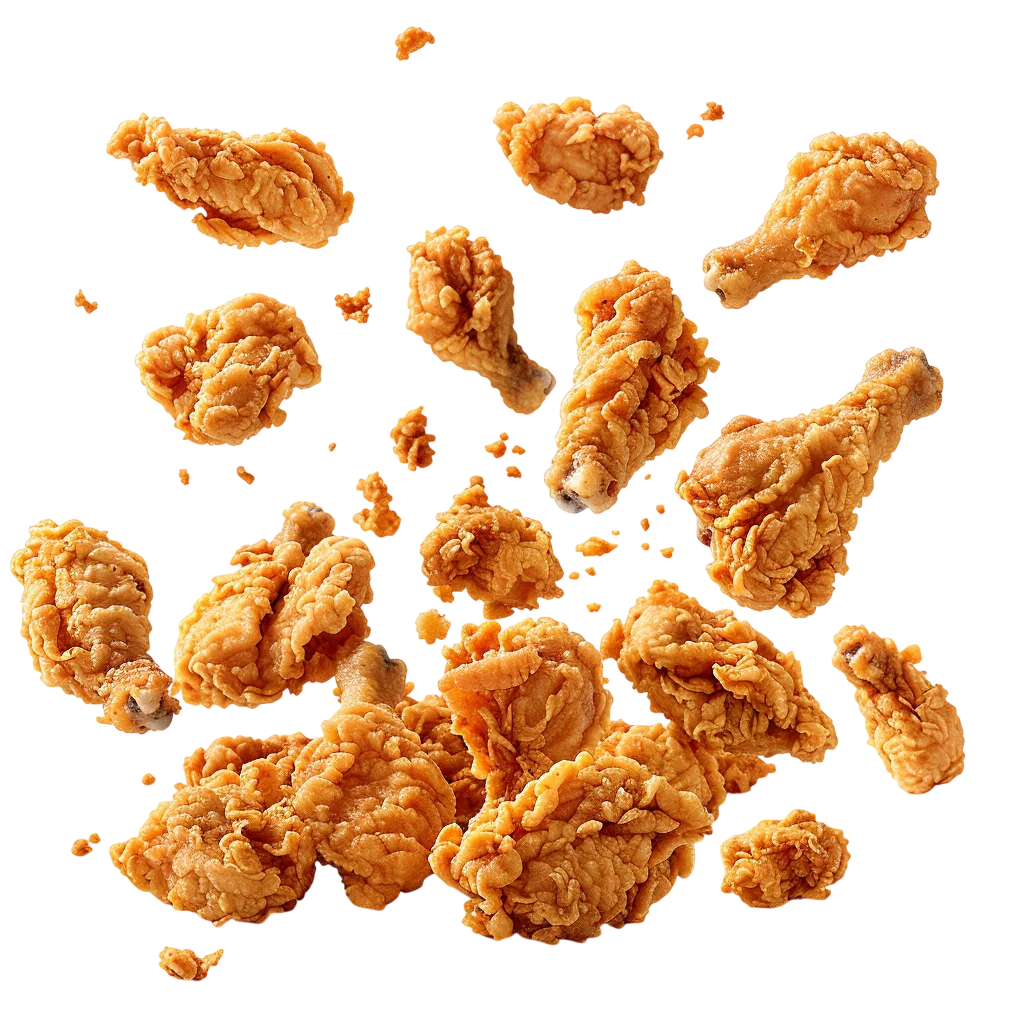 Scattered Crispy Fried Chicken Pieces PNG