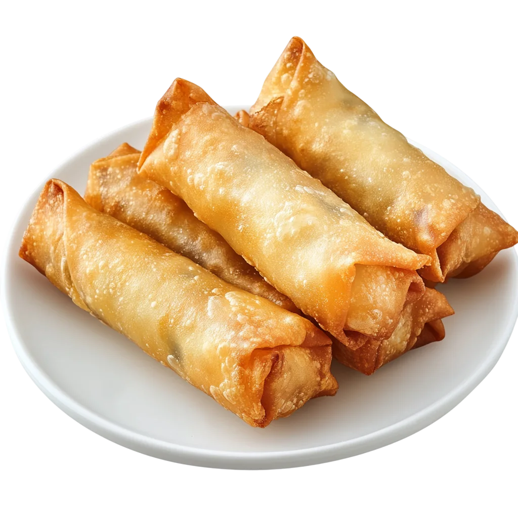 Crispy Golden Fried Spring Rolls Plate PNG