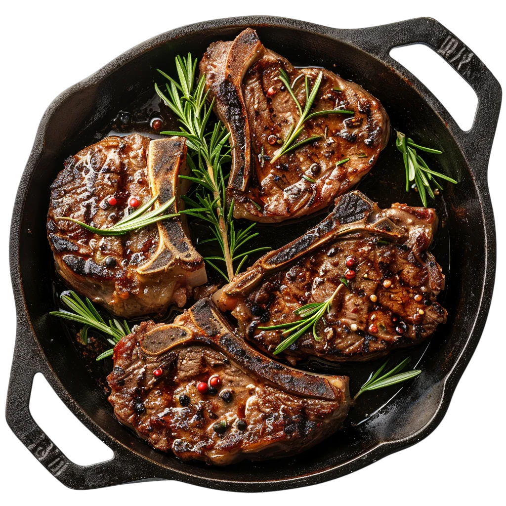 Grilled Meat Chops In Skillet Free PNG