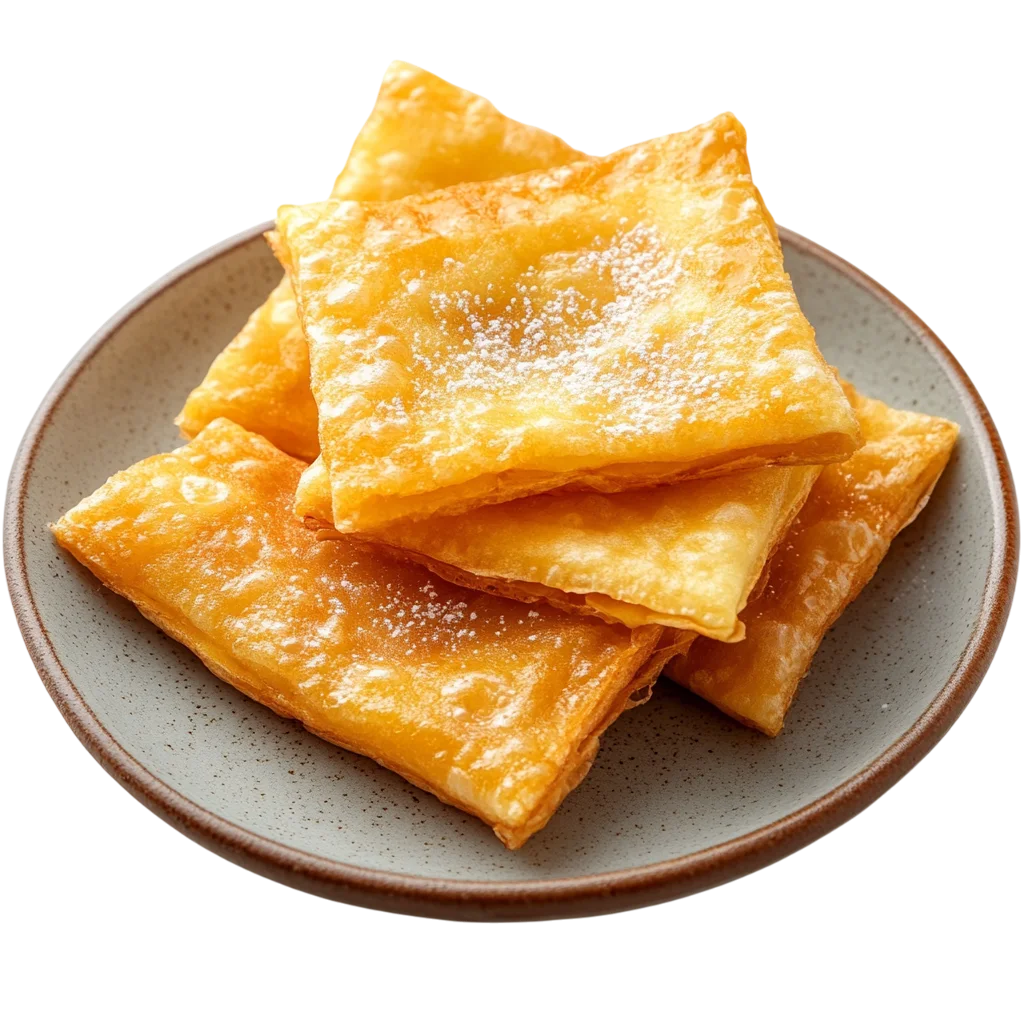 Fresh Golden Baked Pastry Squares Plate PNG