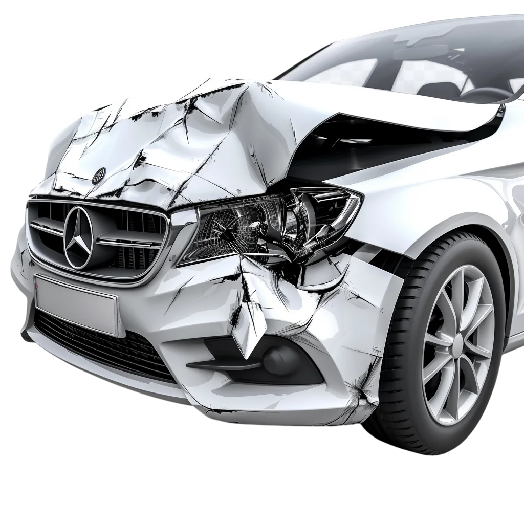 Modern White Damaged Car Front Wreck PNG