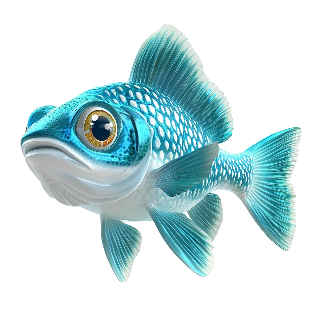 Cute Turquoise Fish with Shimmering Scales - Free PNG