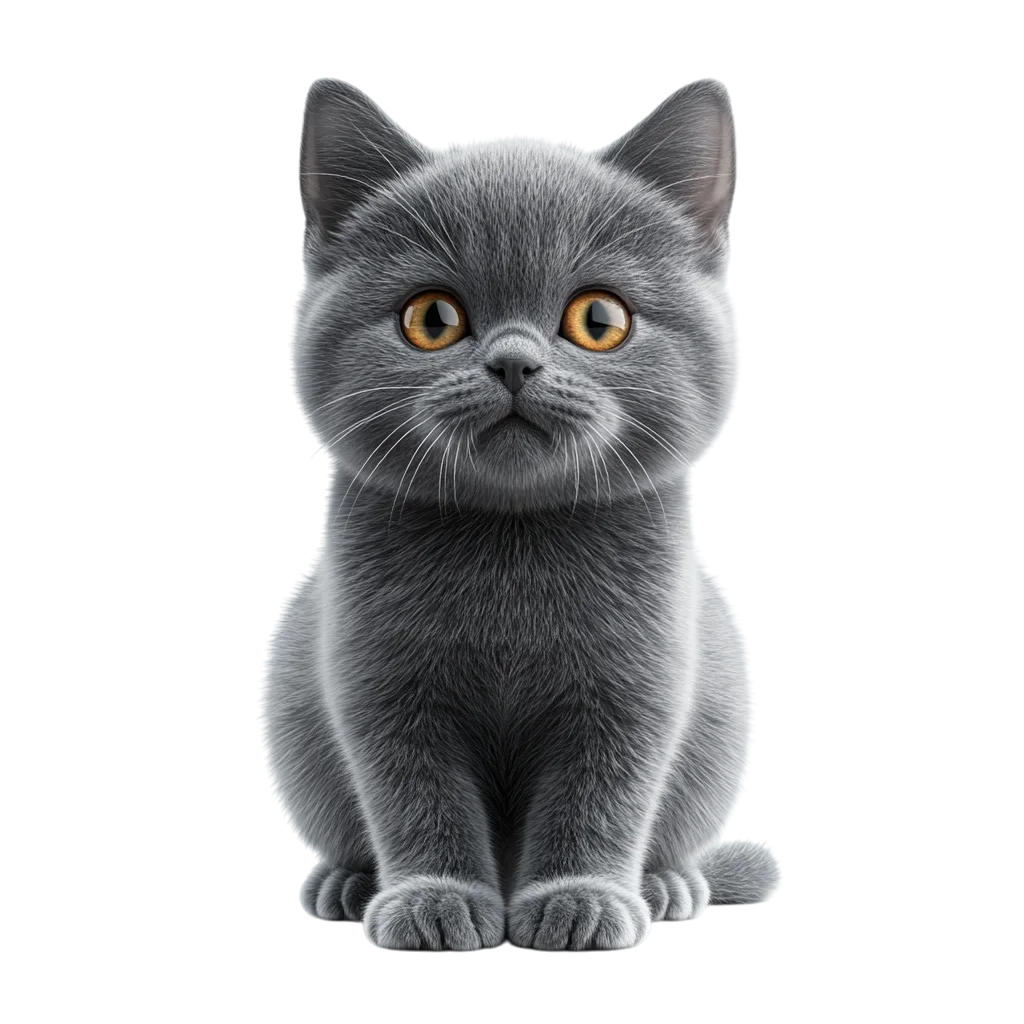 Cute Dark Grey Kitten Sitting Side View PNG