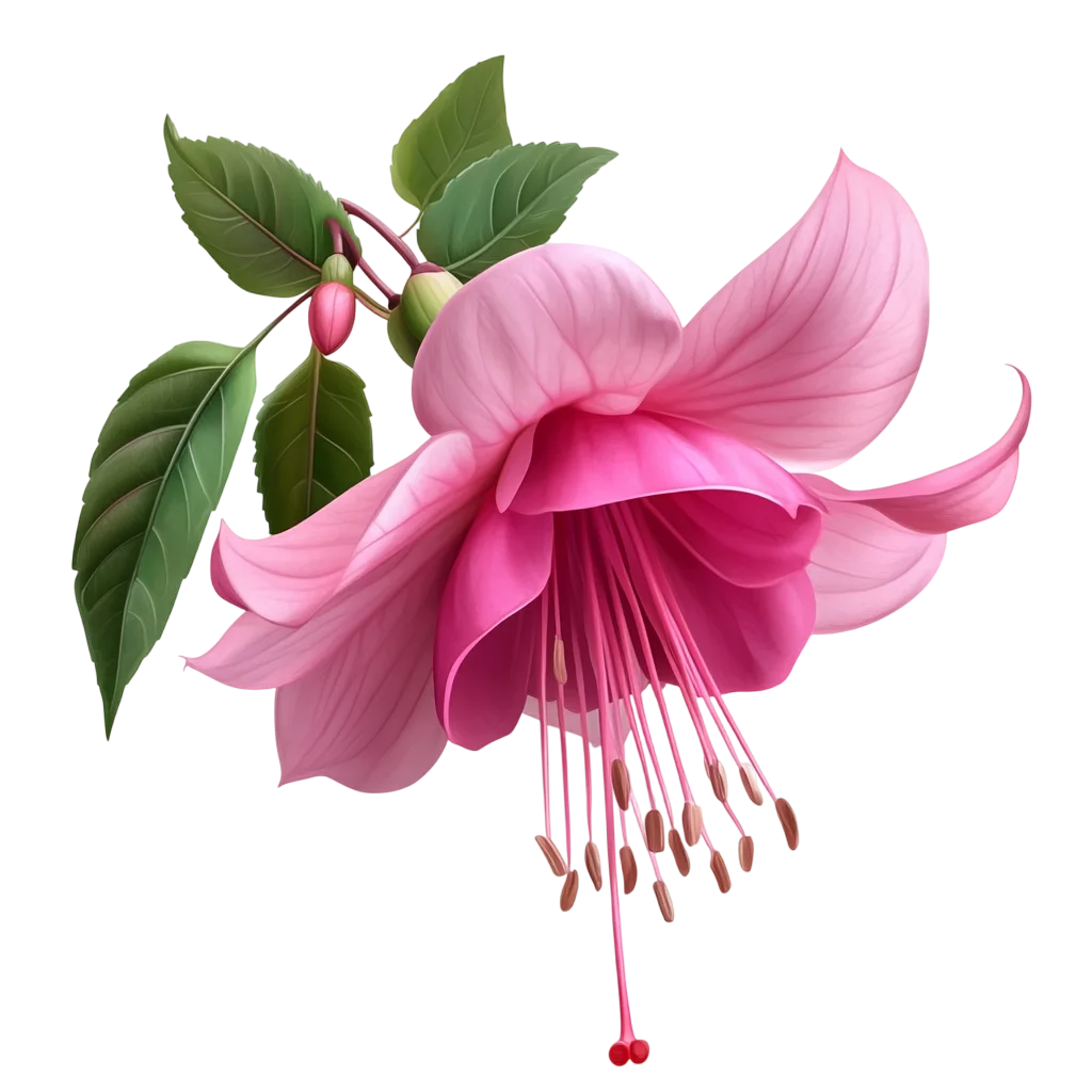 Fresh Pink Fuchsia Flower Blossom Head PNG