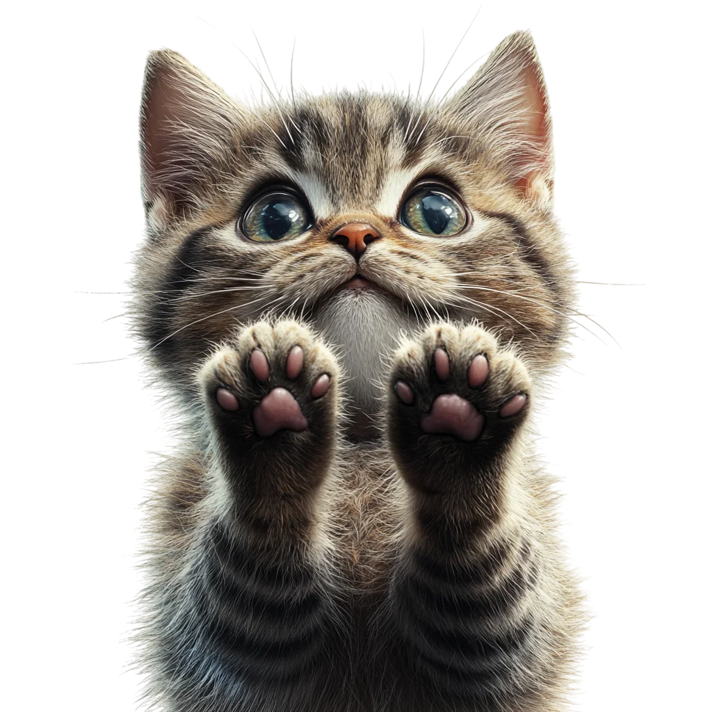 Cute Fluffy Tabby Kitten Posing Close Up PNG
