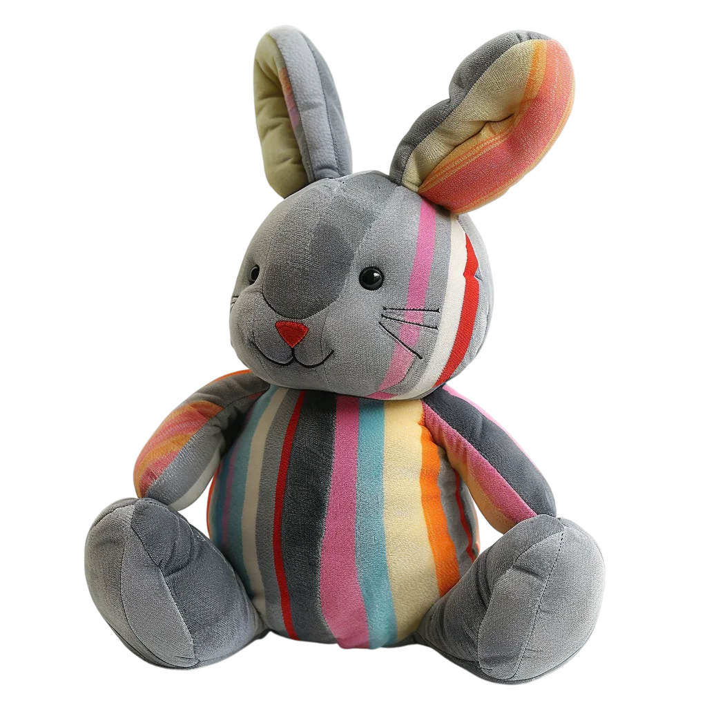 Cute Striped Bunny Toy Stuffed Animal PNG